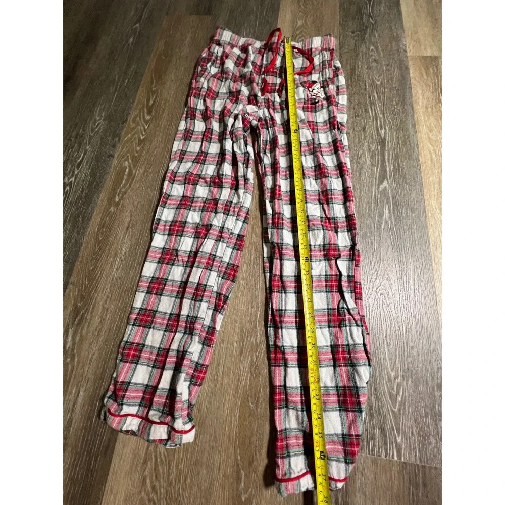 Disney Pajama Pants Mens S Red White Plaid Mickey Mouse Holiday Flannel - Picture 6 of 8